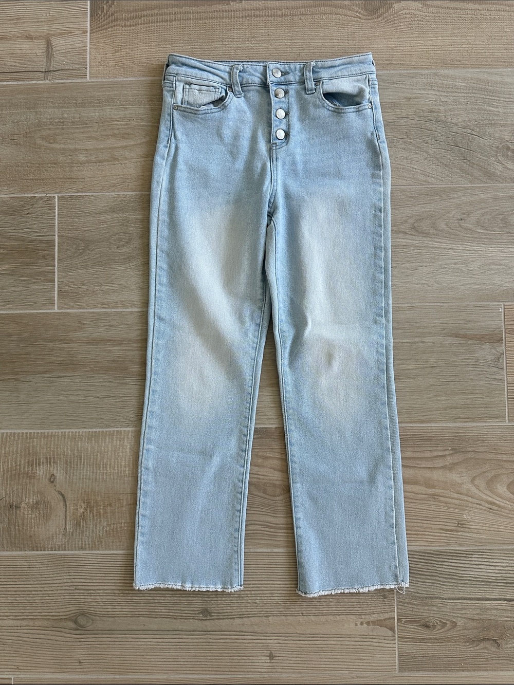 RSQ Pale Blue High-Rise Straight Leg Jeans with Button Fly